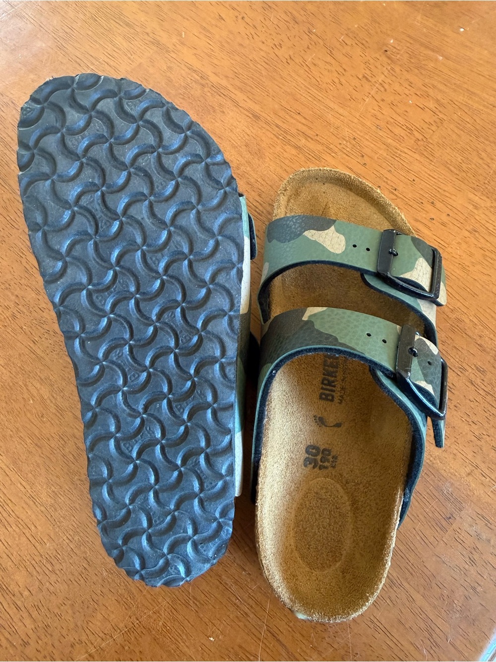 Birkenstock Kids Arizona Camouflage Green Double-Buckle Sandals - Picture 3 of 3